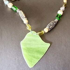 vtg Handmade Boho Agate Pendant Necklace